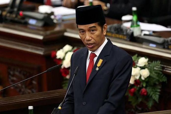 Presiden Joko Widodo menyampaikan pidato kenegaraannya di Sidang Tahunan MPR bersama DPR RI dan DPD.