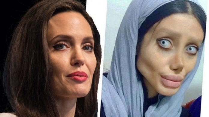 Angelina Jolie (kiri) dan Sahar Tabar (kanan).