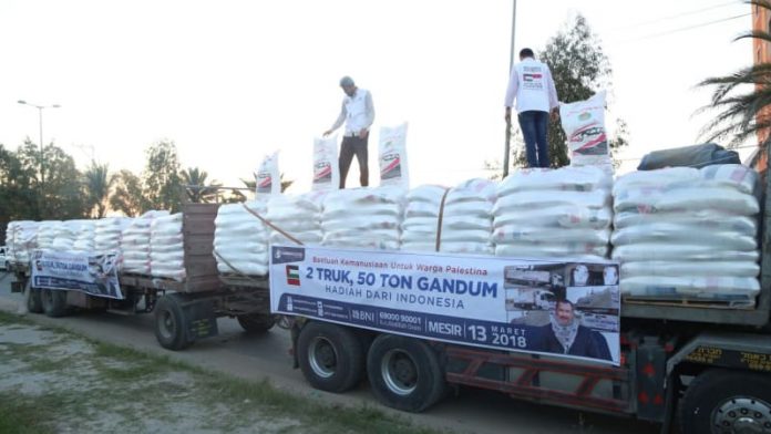 Gandum bantuan Indonesia masuk Gaza