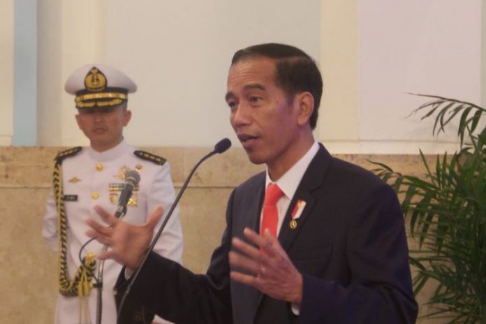 Presiden Jokowidodo Saat Berpidato di Istana Merdeka