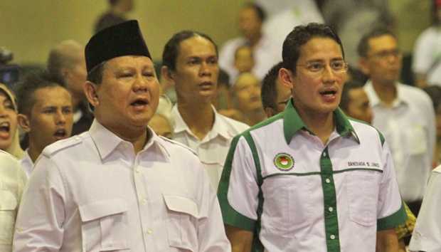 Prabowo Subianto bersama Sandiaga Uno.