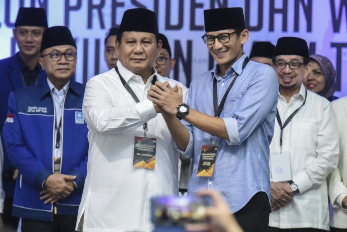 Prabowo Subianto dan Sandiaga Uno.