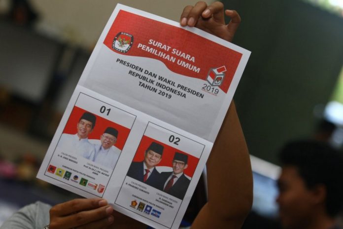 Surat suara Pilpres 2019.
