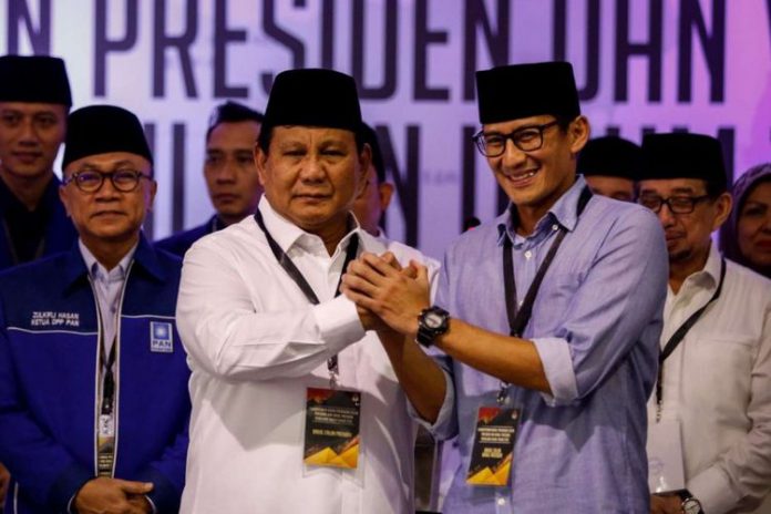 Pasangan calon presiden dan wakil presiden, Prabowo Subianto-Sandiaga Uno.