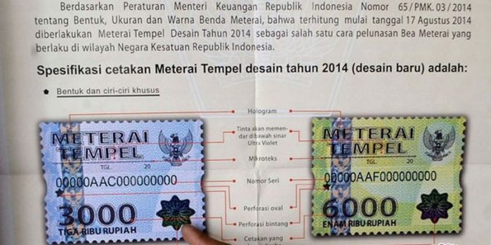 Harga Jadi Rp10.000 Materai Rp3.000-Rp6.000 dihapus.
