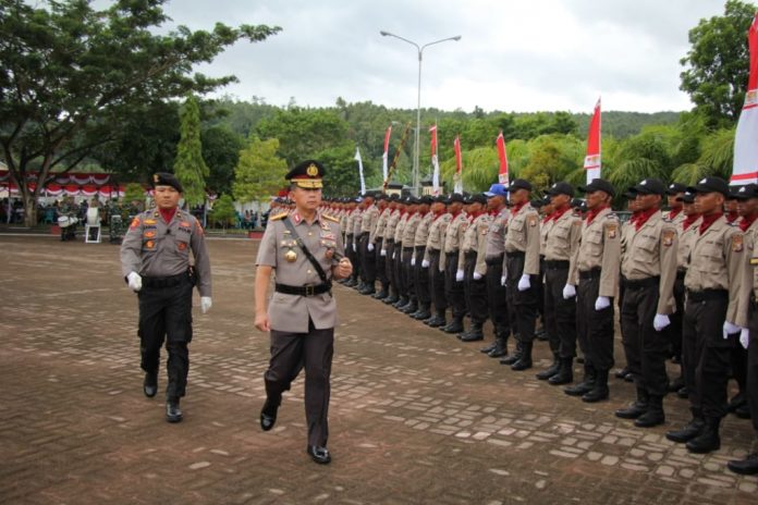 Polda Maluku Utara saat upacara SPN Polda Malut di Sofif