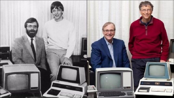 Paul Allen dan Bill Gates saat 1981 dan 2013.