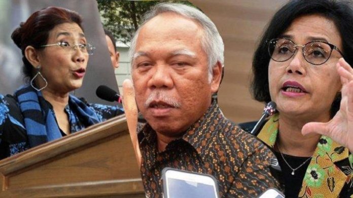 Susi Pudjiastuti, Basuki Hadimuljono dan Sri Mulyani.
