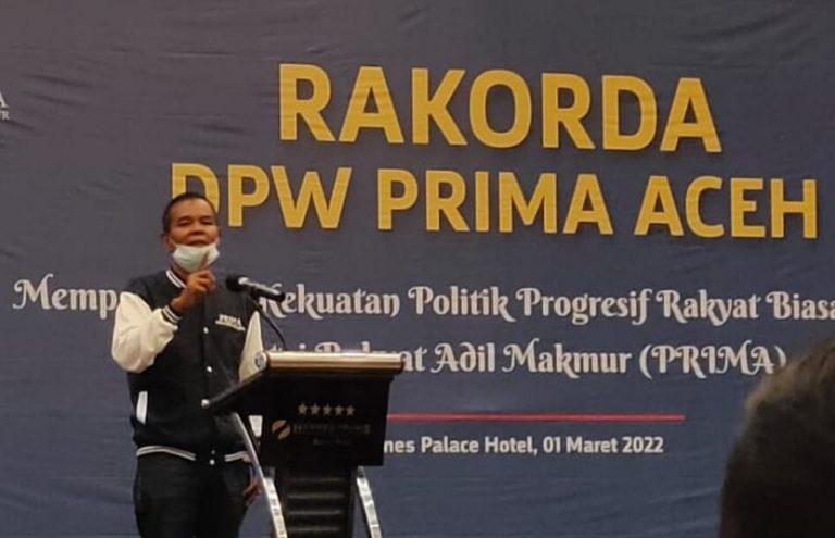 Gelar Rakorda, Amiruddin Target Partai Prima Dapatkan Satu Fraksi di DPRA