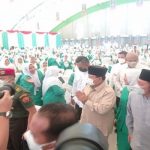 Menhan Prabowo Hadiri Acara Kongres XVI Fatayat NU di Palembang.