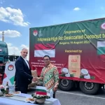Iwan Bogananta Duta Besar RI untuk Bulgaria mengawal pengiriman perdana kontainer tepung kelapa dari Indonesia untuk dipasarkan di Bulgaria (22/08/22)