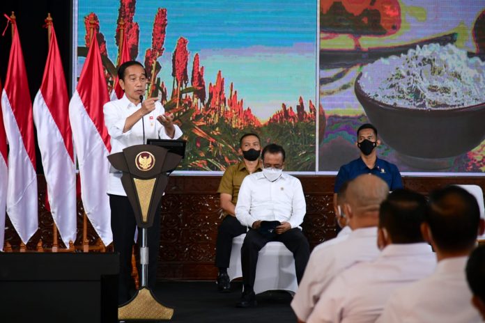 Presiden Jokowi dalam arahannya pada Kadin Provinsi se-Indonesia di Taman Mini Indonesia Indah (TMII), Jakarta (23/08/22) (Foto: Muchlis Jr - Biro Pers Sekretariat Presiden)