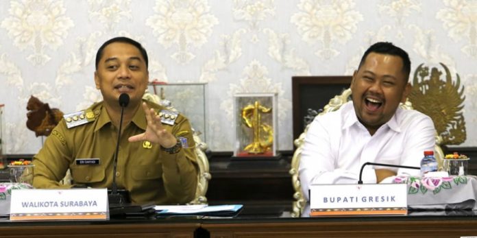 Bertemu, Wali Kota Eri dan Bupati Gresik Bahas UHC dan Infrastruktur Surabaya Raya