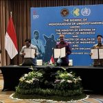 Penandatanganan  MoU yang dilakukan oleh Menteri Pertahanan RI Prabowo Subianto, Menteri Kesehatan RI Budi Gunadi Sadikin, dan Direktur Jenderal WHO Tedros yang disaksikan Menko Polhukam Mahfud MD, mewakili Presiden RI di sela-sela pelaksanaan KTT G20 hari pertama di Nusa Dua Bali (15/11/2022)