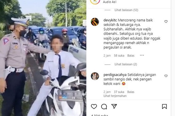 Video Pelajar SMP Ngamuk Saat Ditegur Polisi