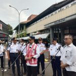 Menteri Perhubungan (Menhub) Budi Karya Sumadi saat menghadiri Apel Gelar Pasukan Nataru 2022/2023 di Stasiun Gambir, Jakarta, Kamis (22/12/2022).