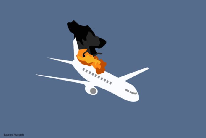 ilustrasi pesawat jatuh