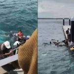 Jembatan patah di pelabuhan Nusa Penida