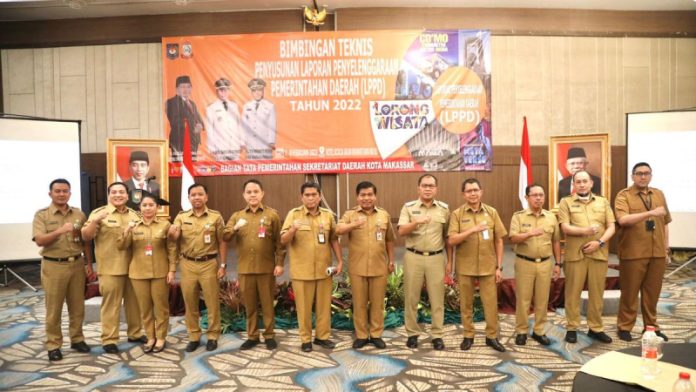 Bimbingan Teknis Laporan Penyelenggaraan Pemerintahan Daerah (LPPD) Kota Makassar Tahun 2023 di Hotel Acacia, Jakarta (8/2/2023).