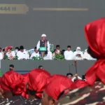 Rais Aam PBNU, Miftachul Akhyar saat menghadiri Puncak Resepsi 1 Abad Nahdlatul Ulama di Stadion Gelora Delta Sidoarjo, Jawa Timur (7/2/2023).