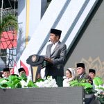Presiden Jokowi menghadiri resepsi puncak satu abad Nahdlatul Ulama (NU) yang digelar di Gelora Delta Sidoarjo, Kabupaten Sidoarjo, Provinsi Jawa Timur (7/2/2023).