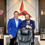 Ketua Umum Partai Nasional Demokrat (NasDem), Surya Paloh, bersilaturahmi ke kantor DPP Partai Demokrat (22/2/2023).