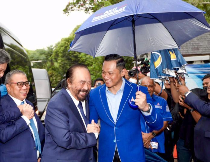 Ketua Umum Partai Nasional Demokrat (NasDem), Surya Paloh, bersilaturahmi ke kantor DPP Partai Demokrat (22/2/2023).