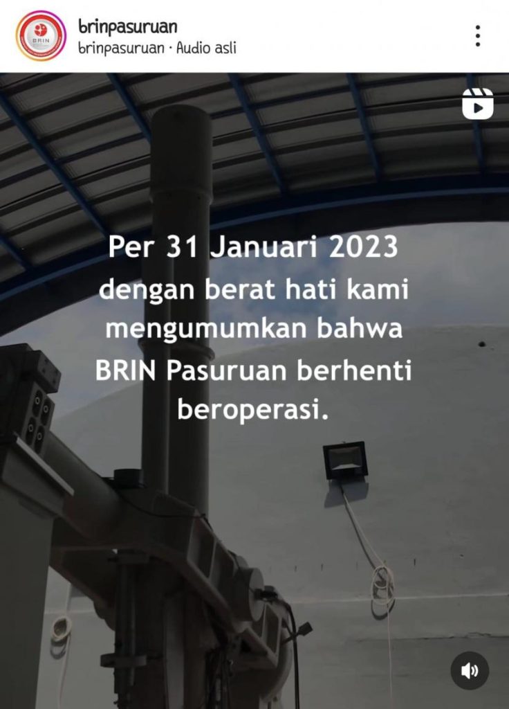BRIN Pasuruan berhenti beroperasi
