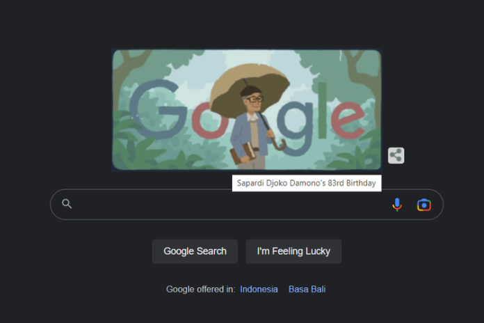 Google Doodle Kenang Hari Lahir Pujangga Sapardi Djoko Damono