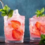 Cold Strawberry Cocktail with Fresh Strawberries and Mint
