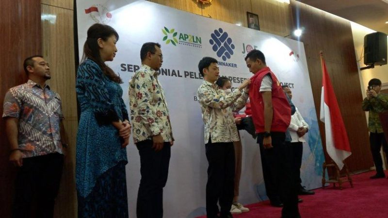 Seremonial pelepasan peserta pilot project IJC Program di Balai Besar Pengembangan Latihan Kerja Bekasi (20/3/2023).