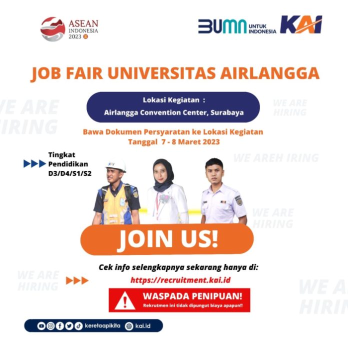 KAI Buka Rekrutmen Eksternal pada Job Fair Unair