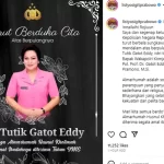 Istri Wakapolri Komjen Gatot Eddy Pramono meninggal dunia