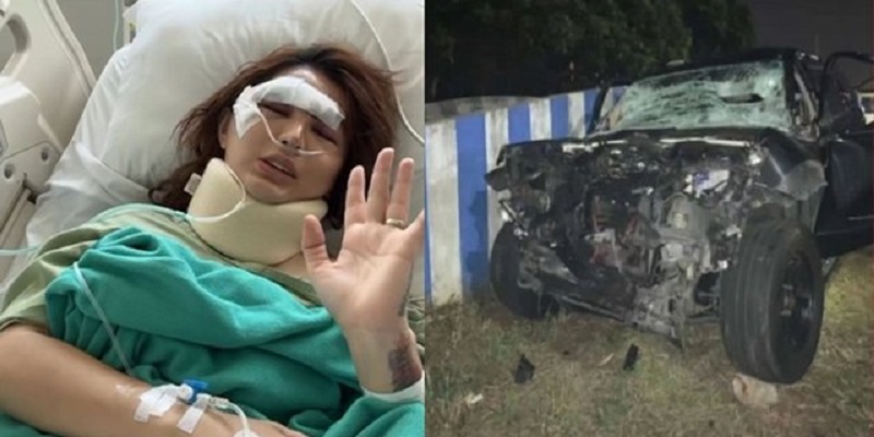 Selebgram Angela Lee Kecelakaan Mobil di Tol