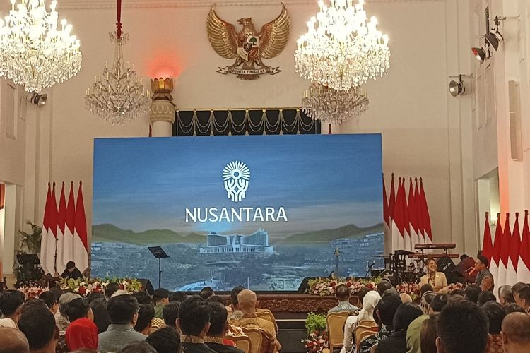 Presiden Joko Widodo (Jokowi) secara resmi luncurkan logo Ibu Kota Nusantara (IKN), Selasa (30/05/2023), di Istana Negara, Jakarta.