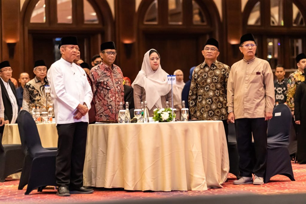 Puan dalam acara halalbihalal yang digelar di Ballroom Hotel Bidakara, Jakarta Selatan, Kamis (18/5/2023) malam.