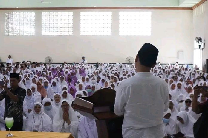 Ini penjelasan waktu miqat bagi jemaah haji Kabupaten Mojokerto. Foto : dok. Kemenag Kabupaten Mojokerto saat manasik haji kemarin