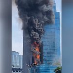K-Link Tower terbakar