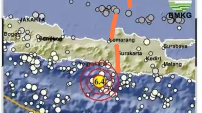 Gempa magnitudo 6,4 mengguncang Barat Daya Bantul, Daerah Istimewa Yogyakarta (30/7/2023).
