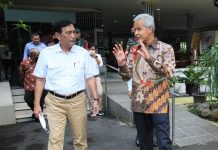 Menko Marves Luhut Binsar Pandjaitan dan Gubernur Jawa Tengah Ganjar Pranowo