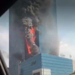 K-Link Tower terbakar