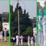Viral Aksi Pria Panjat Tiang Bendera Gegara Tali Pengait Putus Saat Upacara HUT ke-78 RI.