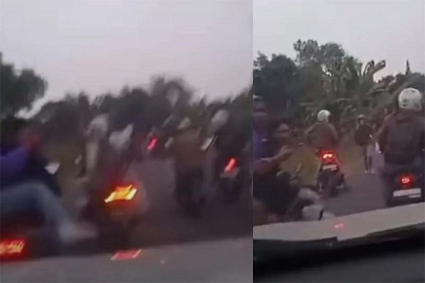 Viral Video Mobil Tabrak Pelaku Tawuran