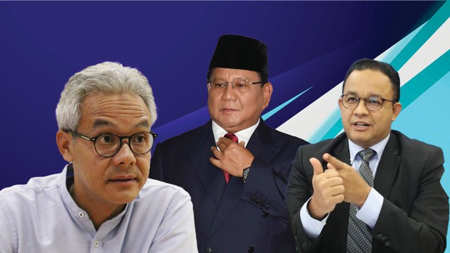 Ganjar Pranowo, Prabowo Subianto, dan Anies Rasyid Baswedan