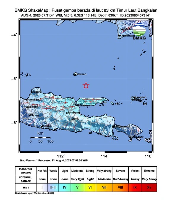 Gempa M 5,5 Guncang Bangkalan Jawa Timur