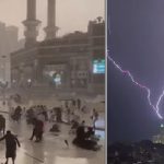 Hujan Badai Melanda Mekkah Arab Saudi, Jamaah Berjatuhan Terseret Angin.