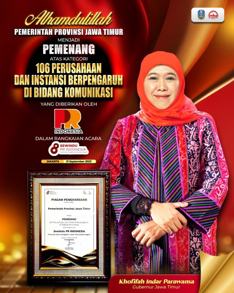 Pemprov Jatim Raih Penghargaan Instansi Berpengaruh Bidang Komunikasi