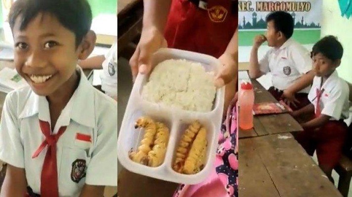 Viral Ulat Sagu jadi Bekal Anak SD