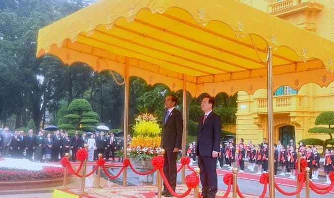 Presiden Jokowi Disambut Upacara Kenegaraan