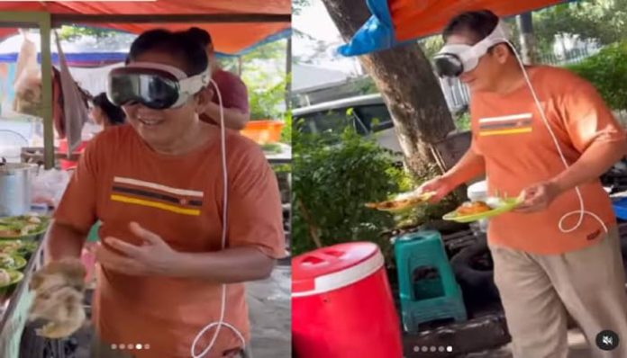 Viral Pedagang Soto Jualan Pakai Apple Vision Pro